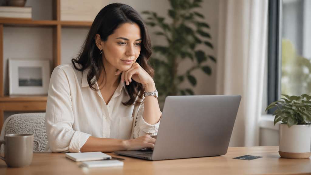 Persona mirando el celular para revisar el disponible de su tarjeta de crédito.